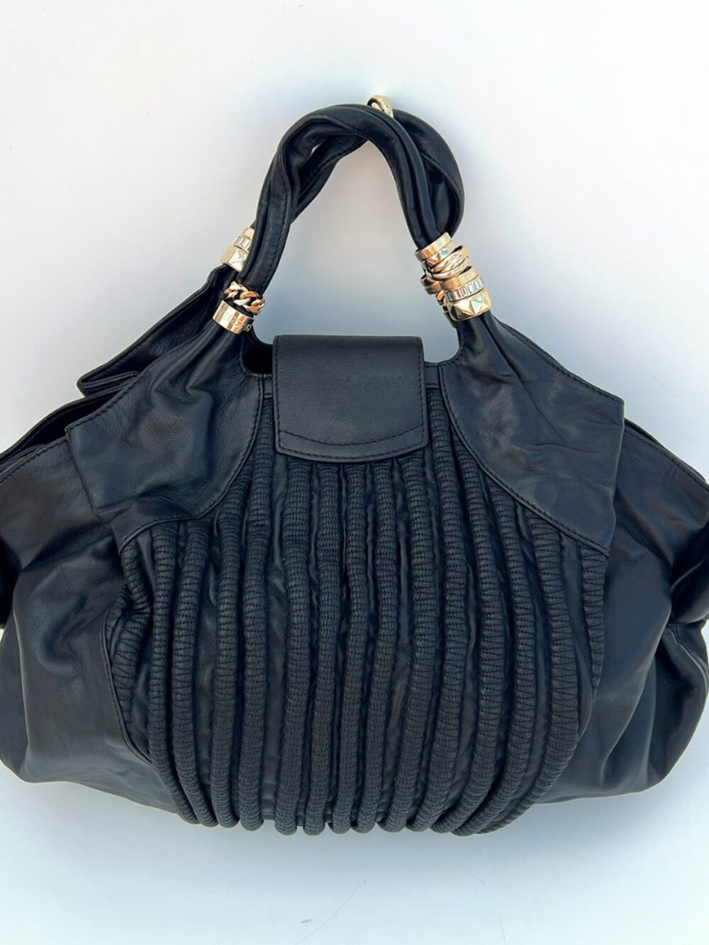 Gorgeous!! Authentic VERSACE Mainline Black Leather Hobo Bag - Picture 2 of 16